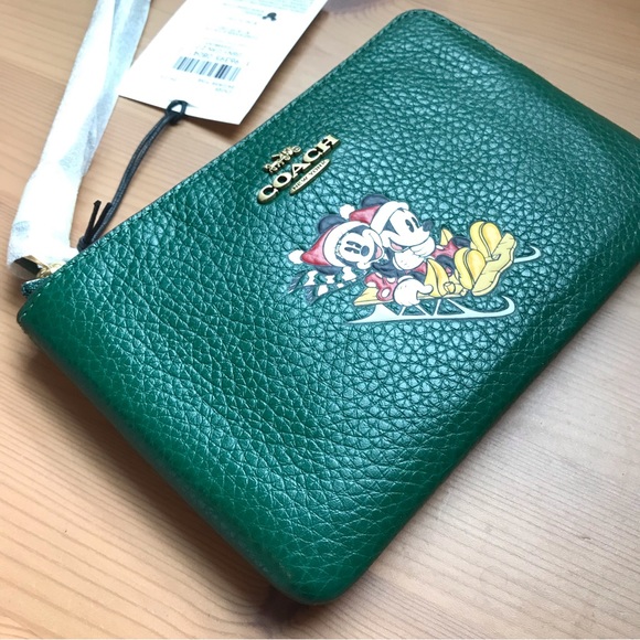 🐭 Disney X Coach Corner Zip Wristlet With Sled Motif - Picture 12 of 13